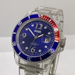 Bongo Pepsi Diver Style Clear Mens Watch Works New Battery